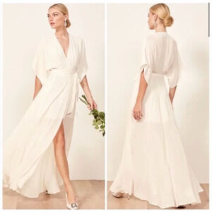 Reformation Winslow White Ivory Wrap Maxi Dress Small Flowy Gown
